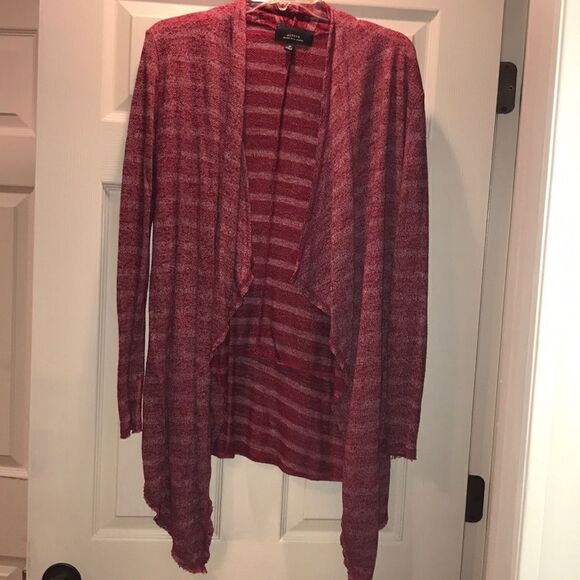 (5/$25) Red & White Striped Open front cardigan - Picture 1 of 3